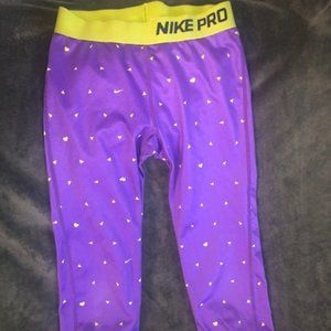 Purple and Yellow Nike Pro Leggings